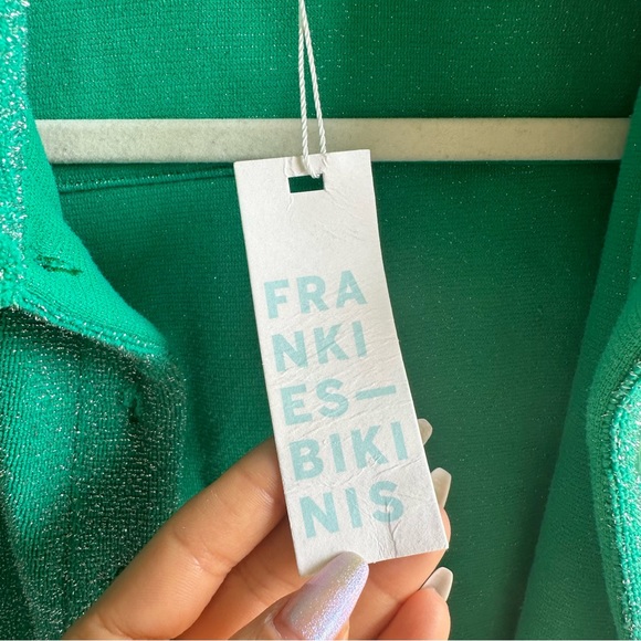 NWT Frankie’s Bikinis Josephine Cardi Crop Top in Sparkly Green - Picture 10 of 13